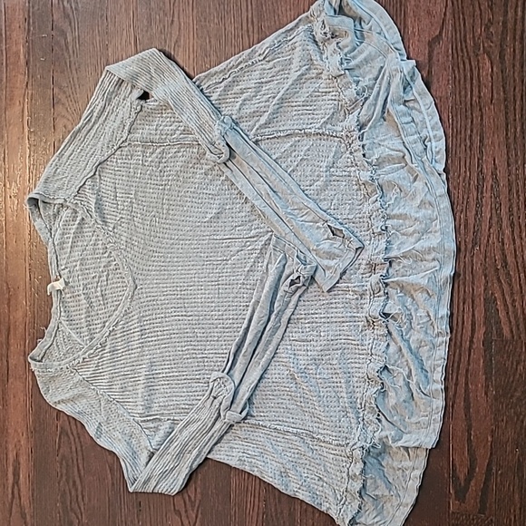 We The Free People Laguna Gray Distressed Slouchy Long Sleeve Thermal Top Wmn L - Picture 2 of 12
